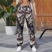 Women’s Clothing Street Drawstring Waist Camouflage Print Flip Pockets Cargo Casual Sports Outdoor Pants_ecoleips.com