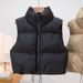 Women's Clothing Puffer Vest - Quilted Sleeveless Jacket With Stand Collar, Thickened Warm Winter Coat In Trendy Colors_ecoleips.com