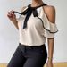 Women's Double Layer Short Sleeve Shirt Bow Tie Collar Pullover Casual Elegant Fashion Spring/Autumn Summer Thin Polyester_ecoleips.com