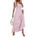 women's spring and summer new V-neck waist long skirt ruffled elegant dress female_ecoleips.com
