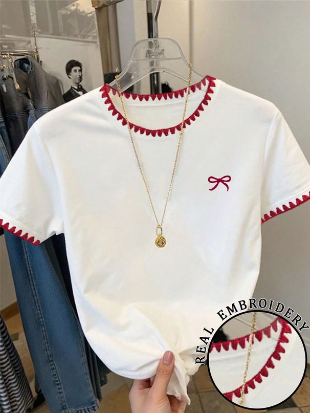 2026 New Summer Women's Round Neck Short Sleeve Printed Comfortable Casual T Shirt Top_ecoleips.com