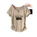 Korean Style Women's V Neck Short Sleeve T Shirt Pure Cotton Slim Fit Unique Design Flattering Summer Autumn Top_ecoleips.com