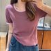 Chic Youthful Short-Sleeve T-Shirt For Women, Slimming And Brightening, Versatile Slimming Top For Summer, Round Neck Wi_ecoleips.com
