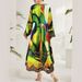 2025 Cross-Border Foreign Trade Middle Eastern Women's Fashion Printed V-Neck Colorful Loose Long Dress_ecoleips.com