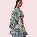 Women's Clothing Printed Fashion Puff Sleeve Multi Button Lotus Leaf Hem Dress_ecoleips.com