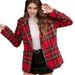 Plaid Blazer For Women – Oversized Long Sleeve Coat (Christmas & Fall/Winter, Elegant & Casual, Sizes M/L/XL)_ecoleips.com