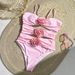 Women's Clothing Sexy Tube Top Bikini One Piece Swimsuit 3D Three Dimensional Flower Swimsuit_ecoleips.com