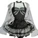 Sweet Lolita Early Autumn Three Piece Set Lace Up Ruffles Cardigan Sexy Slim Fit Strapless Vest Tops High Waist Ruched Skirts_ecoleips.com