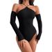 Summer Women's Long Sleeved Off-Shoulder Bodysuit Slim Fit Basic Style European And American Cross Border Sexy Jumpsuit Romper_ecoleips.com