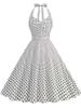 Elegant Polka Dot Party Dress Women Summer Halter High Waist 50s Vintage Fit And Flare Backless Retro Dresses_ecoleips.com