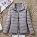 Women's Lightweight Down Jacket With Stand Collar, Slim Fit Short Puffer Coat For Autumn Winter, Plus Size Available_ecoleips.com