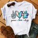 European And American Foreign Trade Wish Colorful Heart Pattern Round Neck White Fashion Letter Cartoon Short-sleeve_ecoleips.com