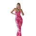 Women's European American Style Slip Dress Sexy Slim Fitting Waist Cinching Long Dress Elegant Bodycon Floral Vacation Style_ecoleips.com