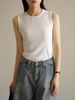 Summer Cotton Small Round Neck Camisole For Women, Pure Desire Style, Outer Wear, Wide Shoulder Straps, Conceals Side_ecoleips.com