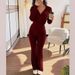 Men's & Women's Ribbed Knit Tracksuit Set - Slim Fit Zip-Up Jacket & Solid Pants, Casual Lounge Two-Piece Outfit (Grey/Black/Burgundy, S-XXL)_ecoleips.com