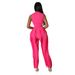 Women's Round Neck Sleeveless Top Wih Lace Drawsring Two-Piece Se High Wais Slimming Fashion Long Pans Tassel_ecoleips.com