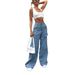 Women's Clothing Women's Jeans Washed Large Pocket Loose Women's Denim Trousers_ecoleips.com