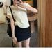 Gray Suit For Women Summer 2025 New Style Bodycon Black High Waist Short Skirt_ecoleips.com