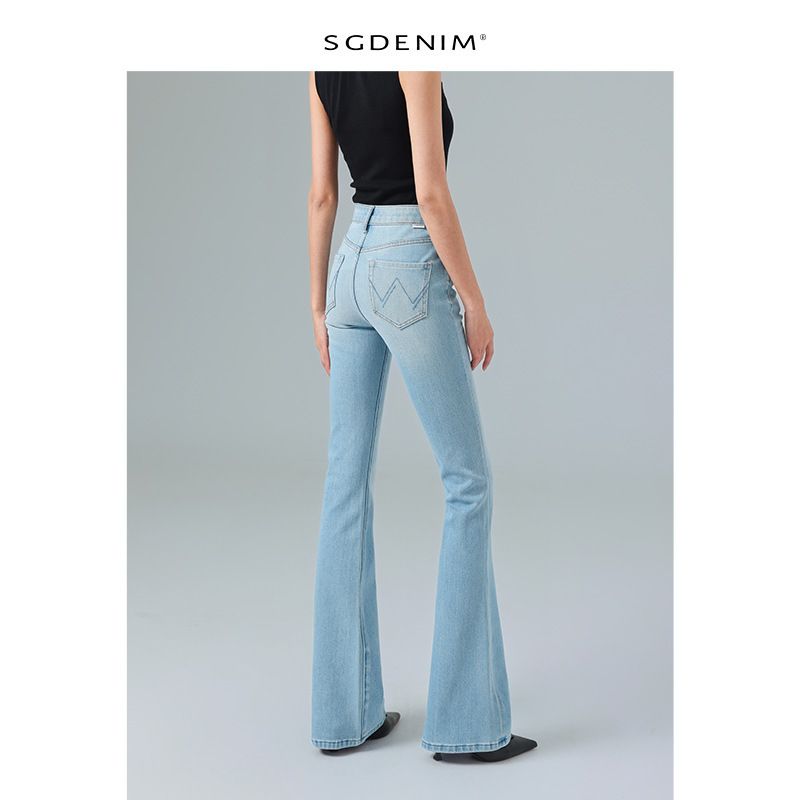 Retro High-Waisted Flared Jeans for Women Versatile All-Season Colors Four-Way Stretch Slim Fit Hip Lifting Spring Style Size 26_ecoleips.com
