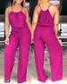 Women's Clothing Sleeveless Solid Color Cotton And Linen Drawstring Casual Jumpsuit_ecoleips.com