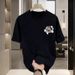 Women's Clothing Cotton T Shirt Short Sleeved Minimalist Design Print Round Neck Trendy Top_ecoleips.com
