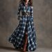 Plus Size Women's Retro Plaid Slimming Irregular Dress With Free Belt Included New_ecoleips.com