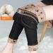 Women's Wool Denim Jeans, High-waisted, Winter Outerwear, Fleece-lined, Thickened Cotton Pants, Slimming, Extra Thick,_ecoleips.com