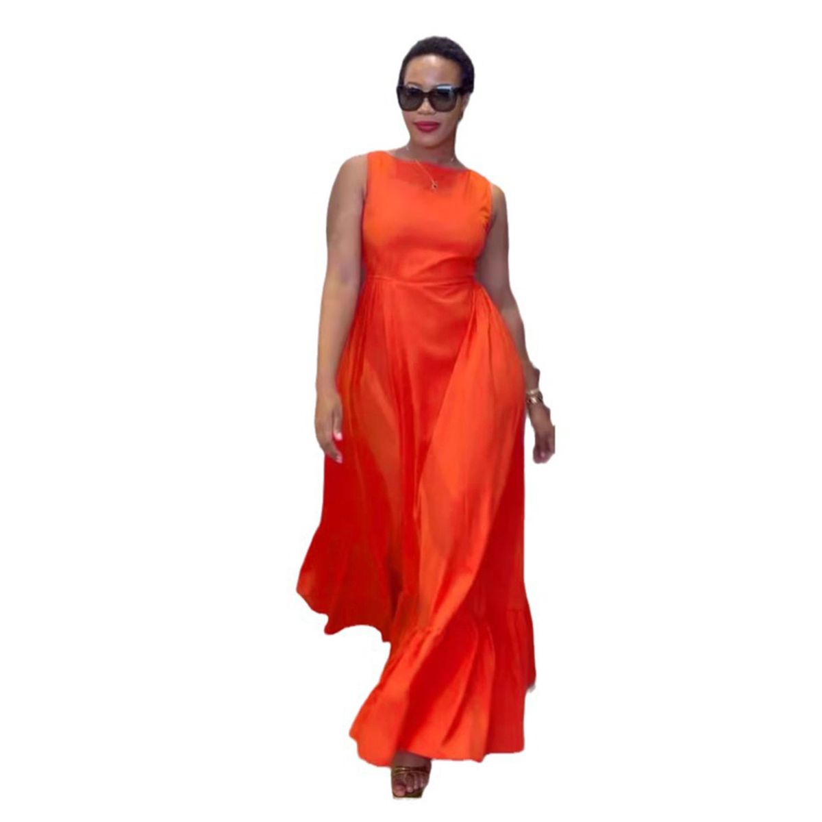 Women's Clothing Waist Stitching Sleeveless Lace Large Skirt Dress_ecoleips.com