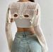 Women's Clothing Hook Flower Hollow Hole Design Knitted Cardigan Short Sweater_ecoleips.com