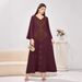 Modest Abaya Dress/Muslim Dress Women Elegant V-Neck Embellished Maxi Dress – Loose Fit, Comfortable & Stylish For Women_ecoleips.com