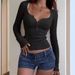 Women's Solid Color Short Slim Fit Base Layer Sweater Round Neck Button Design_ecoleips.com