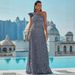Women's Clothing New Sequined Off Shoulder Backless Sleeveless Long Ball Sequined Silver Swing Dress Evening Gown_ecoleips.com