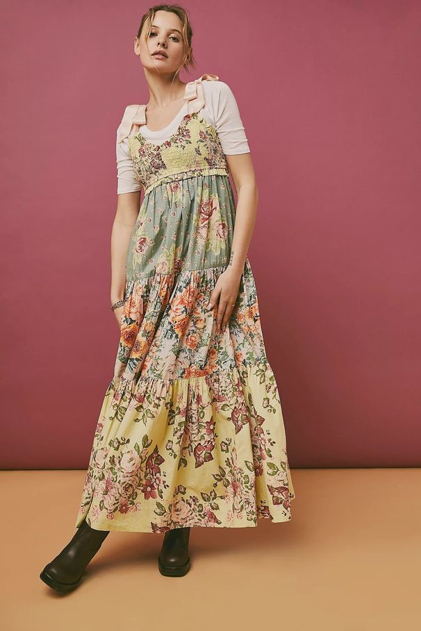 2024 Summer New Strapless Backless Camisole Dress Vintage Print, Long Skirt, Cross-Border Foreign Trade Style,_ecoleips.com