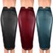 SK007 Leather Natural Waist Triangle Opening Knee-Length Midi Bodycon Skirt Discounted Sizes_ecoleips.com