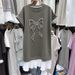 Women's Casual Fashionable Versatile Long Dress Bow And Pearl Embellishment Loose Fitting Slimming Short Sleeved Summer Style_ecoleips.com