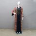 Modest Abaya Dress Stylish Muslim Ethnic Print Abaya With Contrast Color & Rhinestone Embellishments – Trendy Long Dress For Women, Perfect For Eid_ecoleips.com