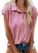 Verve 2025 Women's Fashion Summer New Button-Up Short Sleeve Shirt Turn-Down Collar Casual Plaid Top_ecoleips.com