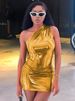 Spring Sexy Slim Fit Sleeveless Wrapped Dress Solid Color Slant Shoulder Hip Design New Fashion Women's Dress_ecoleips.com