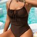 European And American Women's One Piece Swimsuit Push Up Drawstring Slimming Solid Color Fashion Sexy Comfortable Nylon 2025_ecoleips.com