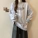 Real Shot Of Foreign Trade Cotton-blend Bow Embroidered Hoodless Sweatshirt Women, Thin, Loose, Long-sleeved Pullover_ecoleips.com