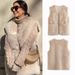 Women's clothing Y2K Women's Faux Fur Vest Fashion Versatile Solid Color Vest Jacket Tops Women's 8BS9841_ecoleips.com