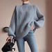 Trendy Diamond Crochet Knit Sweater - Women's Casual High Neck Pullover With Breathable Acrylic Blend (Red, Yellow, Dark Green, Purple, Teal, Gray)_ecoleips.com