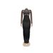 Women's Long Sleeve Dress Mesh Hot Fix Rhinestone Solid Color See Through Fashionable Style_ecoleips.com