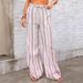 Women's Loose Fit Stripe Print Chiffon Trousers, Mid-Rise Wide Leg Palazzo Pants With Pockets, Flowy Casual Elegant Pants For Daily Wear_ecoleips.com