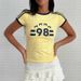 Women's High Street round Neck Jersey Top Summer Fashion Y2K Sexy Ins Letter Print European And American Style Wholesale_ecoleips.com
