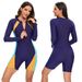 Women's Long Sleeve Zipper One Piece Swimsuit Cross Border European American Style Diving Surfing Suit Bikini Swimwear_ecoleips.com