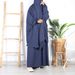 New Women's Two-Piece Set Solid Color Long Sleeve Robe Dubai Prayer Dress With Pocket P106_ecoleips.com