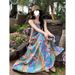 Beach Vacation Floral Strap For Women New French Retro Bohemian Ethnic Style Stunning Mid-Length Dress_ecoleips.com