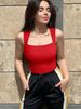 Sexy Ribbed Lace Up Square Neck Sleeveless Vest Jumpsuit Women's Clothing_ecoleips.com