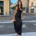 Women's Slim Backless Dress European American Style Fashionable Sexy Deep V Halter Lace Trim Winter_ecoleips.com